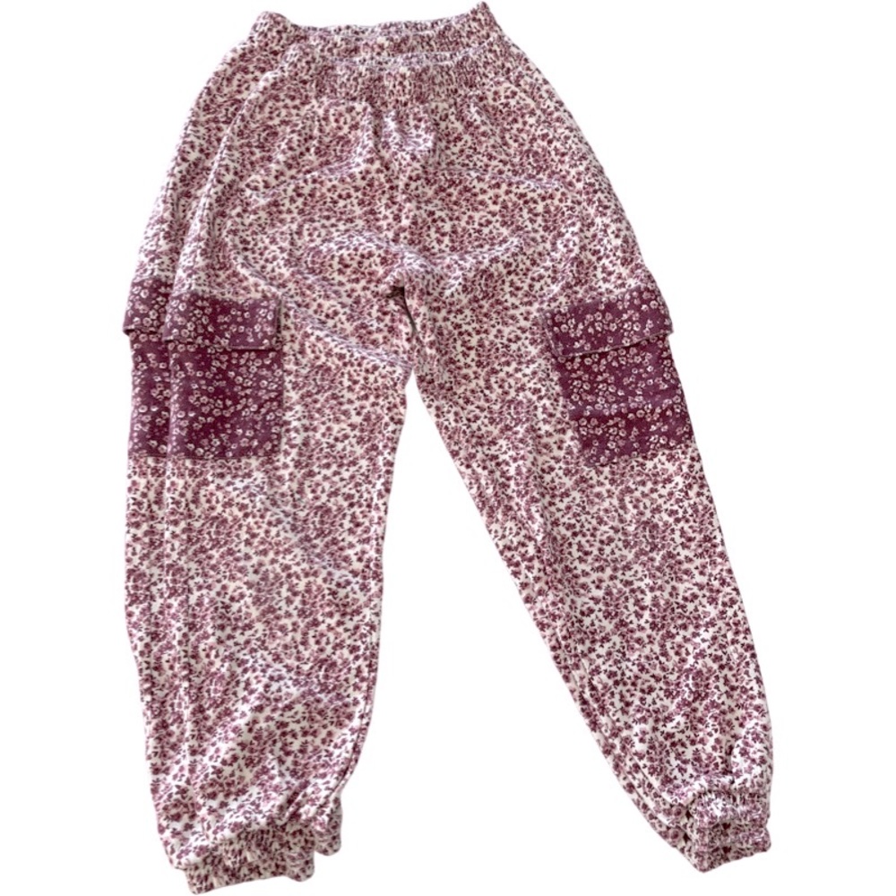 Zara Patchwork Floral Jogger Pants. Pink purple. 11-12